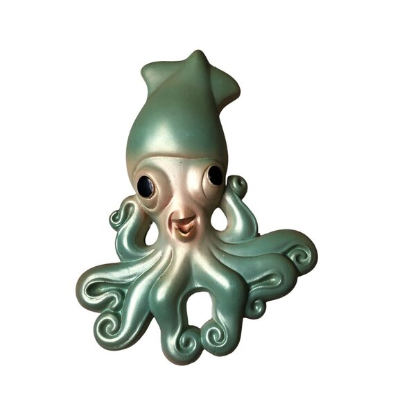 Vintage Chalkware Octopus Squid Wallhanging 1971 Miller Studio Green Gold Decor - Picture 10 of 12